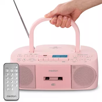 Asmeninis radijas MEDION 50079336 — DAB+ FM PLL imtuvas, LCD ekranas, Bluetooth 10 m, 6 W RMS, 3,5 mm išvestis