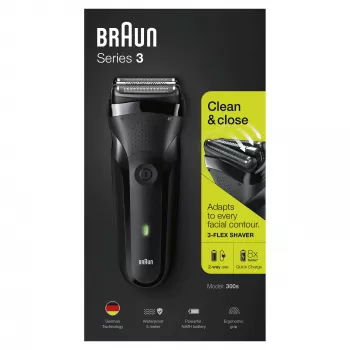 Braun Series 3 300s folinis skustuvas su trimeriu juodas