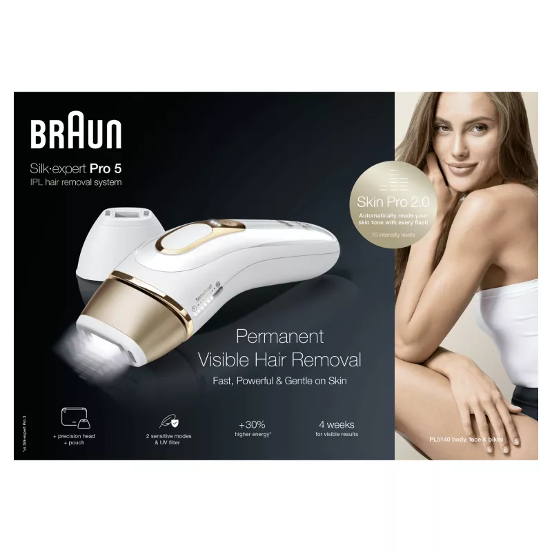 Braun Silk·expert Pro 5 PL5140 IPL epiliatorius, auksinis/baltas