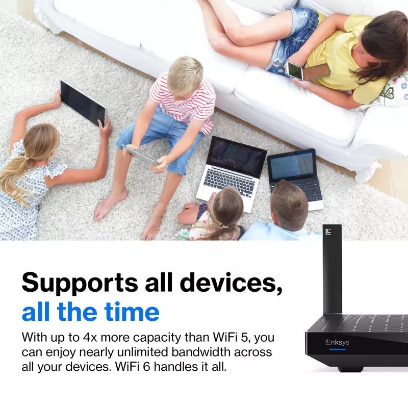 Linksys Hydra Pro 6 dviejų juostų WiFi 6 maršrutizatorius AX5400, tinklinė sistema, 802.11ax, 2,4 / 5 GHz, Ethernet LAN, juodas