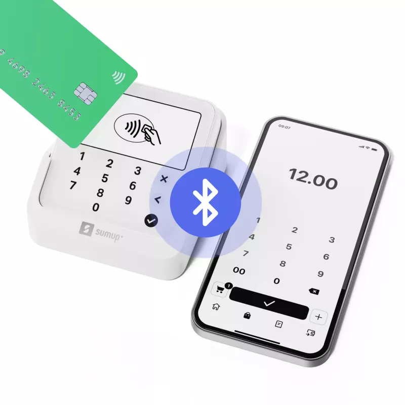 SumUp Solo Lite belaidis kortelių skaitytuvas NFC baterija Baltas