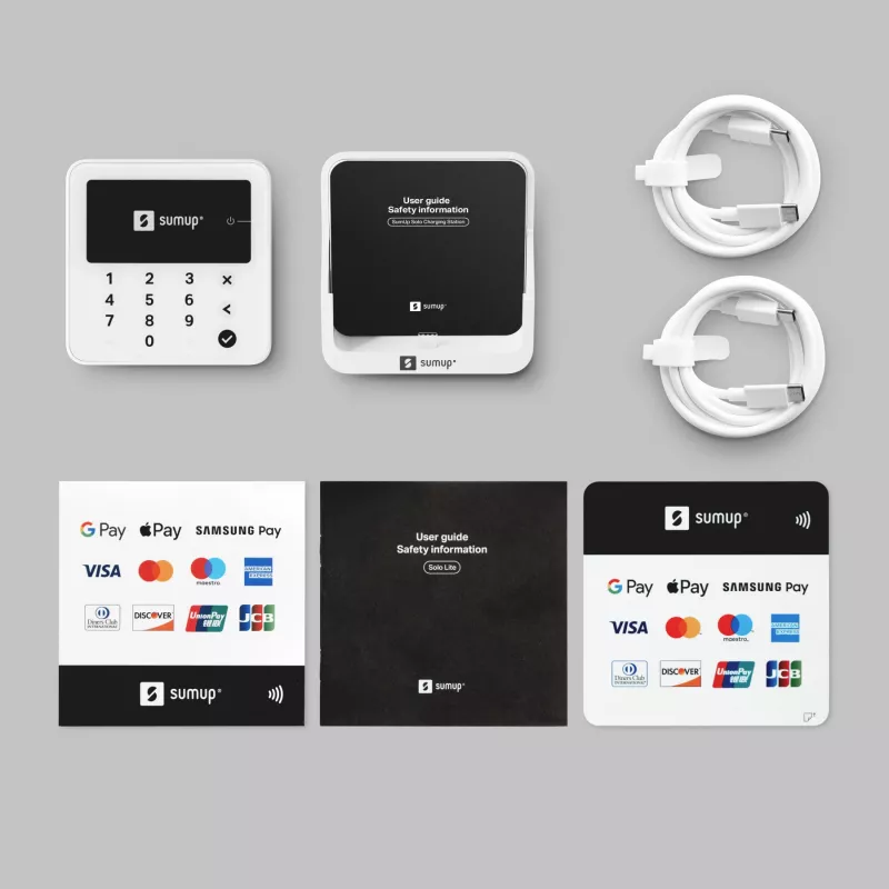 SumUp Solo Lite belaidis kortelių skaitytuvas NFC baterija Baltas
