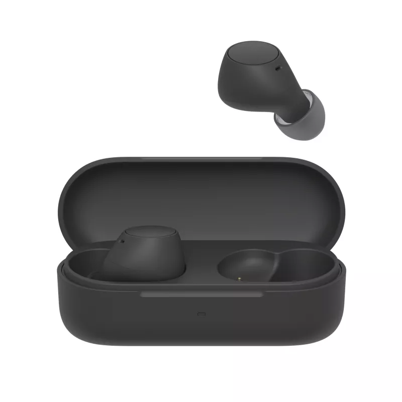Ausinės Sony WF-C510 belaidės į ausis įdedamos ausinės, Bluetooth 5.3, IPX4, 6 mm tvarkyklės, 22 h baterija (su dėklu) – Juodos