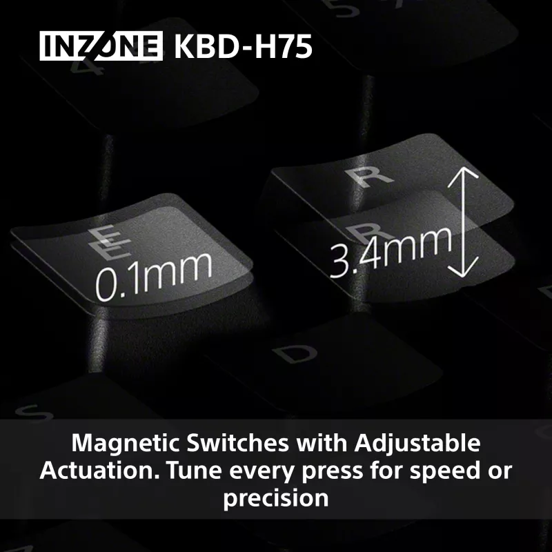 Sony INZONE KBD-H75 75% laidinė klaviatūra, magnetiniai-mechaniniai jungikliai, QWERTY US International RGB juoda