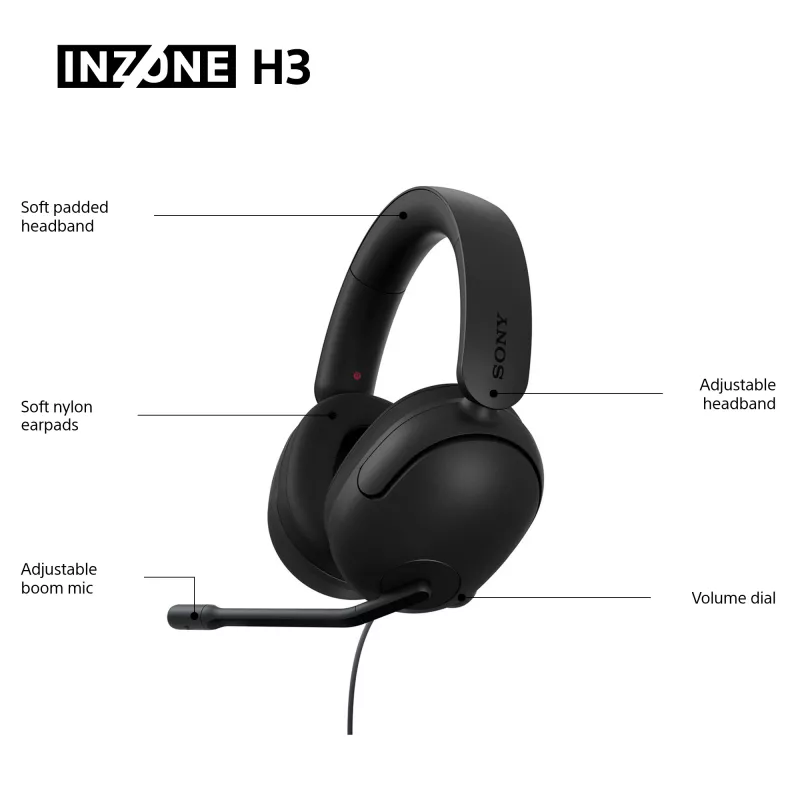 Laidinės ausinės Sony INZONE H3 — juodos, modelis MDRG300B.CE7