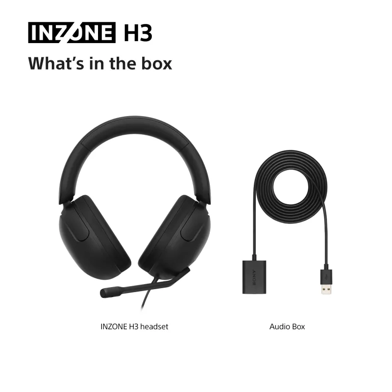 Laidinės ausinės Sony INZONE H3 — juodos, modelis MDRG300B.CE7