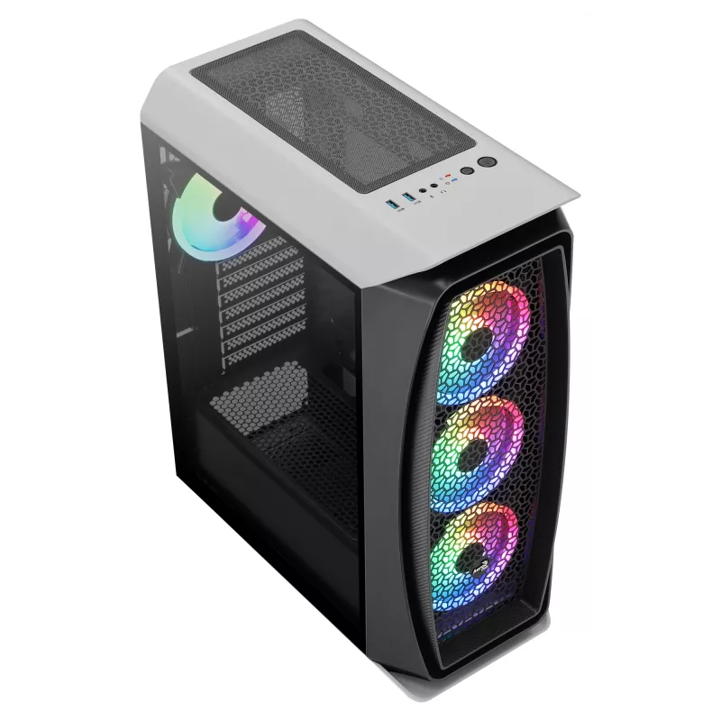 Aerocool AEROONEDUOWHV1 Gaming ATX korpusas 4xARGB ventiliatoriai baltas, Midi Tower, PC, baltas, ATX, micro ATX, Mini-ITX, ABS, SPCC, žaidimams