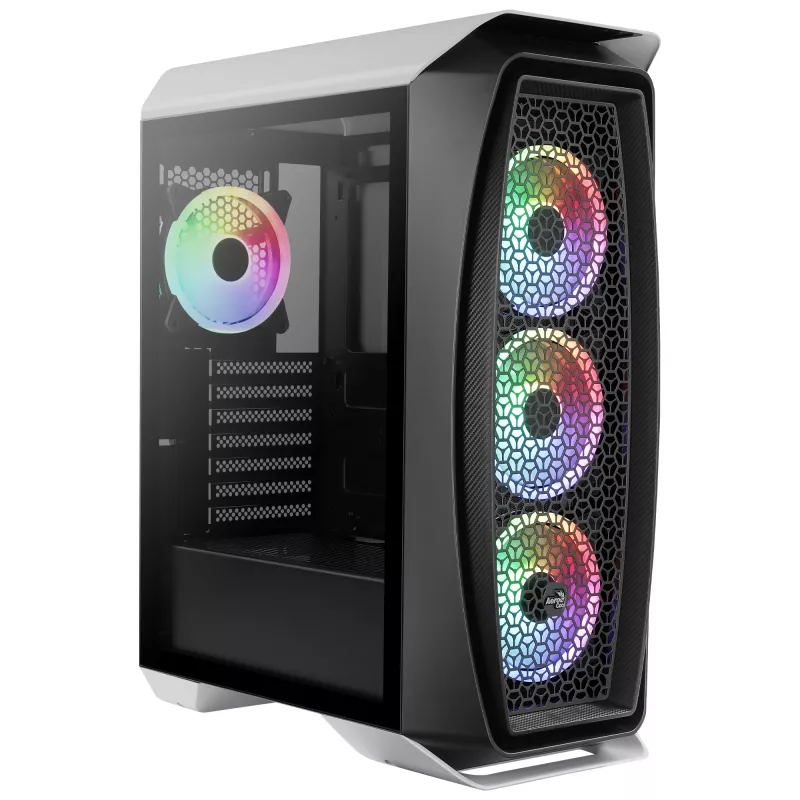 Aerocool AEROONEDUOWHV1 Gaming ATX korpusas 4xARGB ventiliatoriai baltas, Midi Tower, PC, baltas, ATX, micro ATX, Mini-ITX, ABS, SPCC, žaidimams