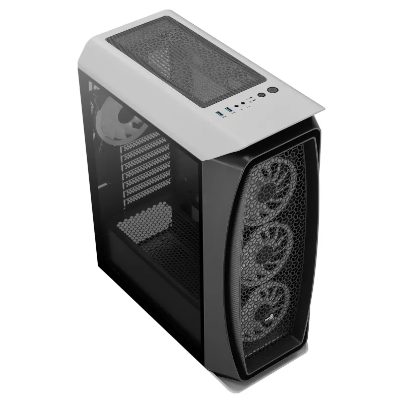 Aerocool AEROONEDUOWHV1 Gaming ATX korpusas 4xARGB ventiliatoriai baltas, Midi Tower, PC, baltas, ATX, micro ATX, Mini-ITX, ABS, SPCC, žaidimams