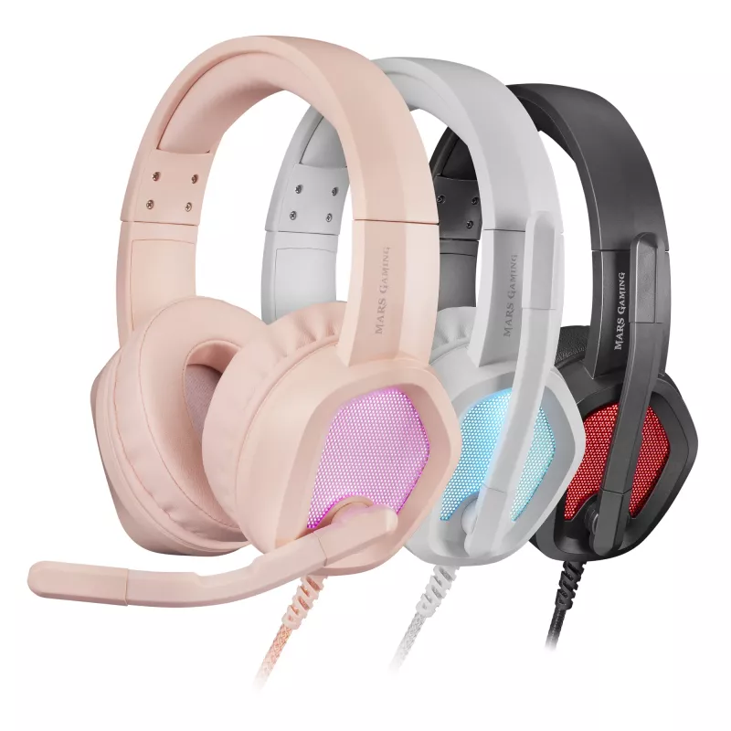 Mars Gaming MH320 ausinės su mikrofonu, laidinės, USB-A, rausvos