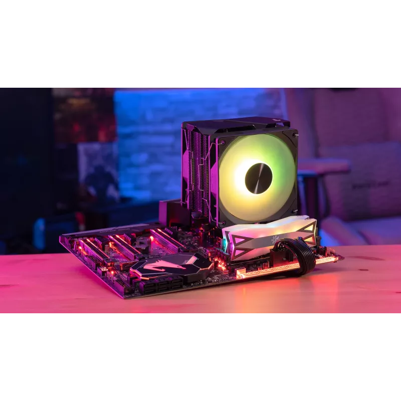 Aerocool Rime 4 Dual procesoriaus aušintuvas 12 cm juodas 2 ventiliatoriai