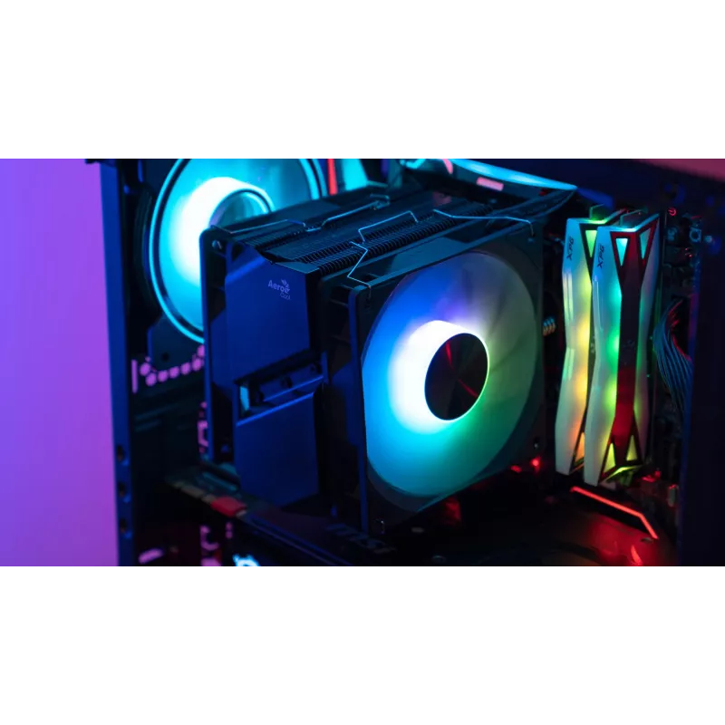 Aerocool Rime 4 Dual procesoriaus aušintuvas 12 cm juodas 2 ventiliatoriai