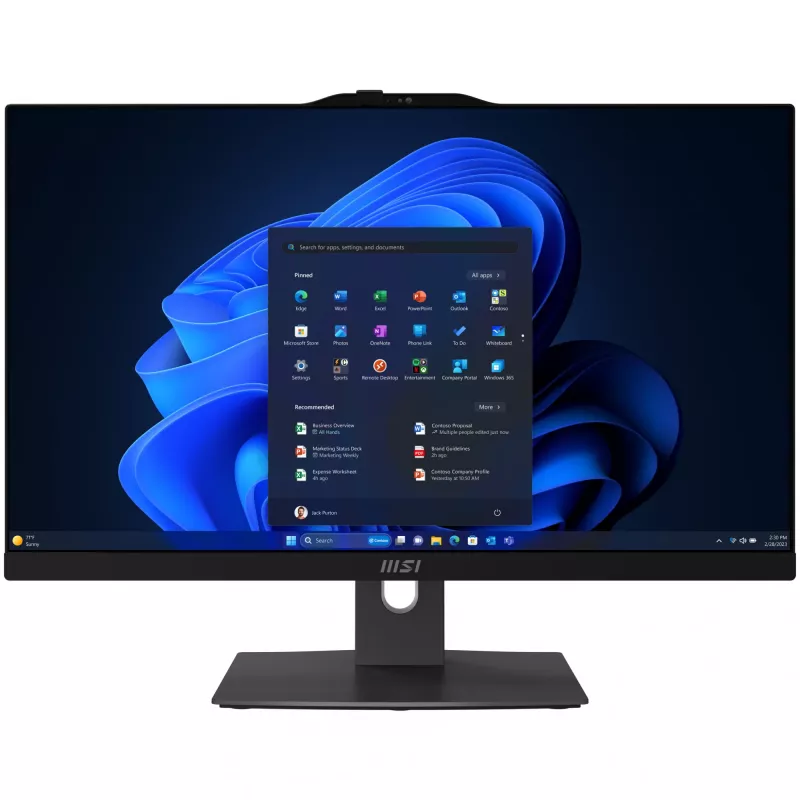 MSI Modern AM242TP 1M-1230EU Intel Core 3 100U 60,5 cm (23,8 colio) 1920 x 1080 pikselių liečiamasis viskas viename kompiuteris 8 GB DDR5-SDRAM 256 GB SSD Windows 11 Pro Wi-Fi 6E (802.11ax) juodas
