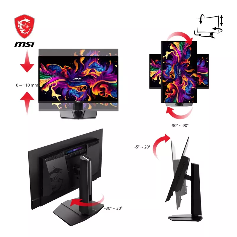 MSI MPG 271QRXDE QD-OLED monitorius 67,3 cm (26,5 colio) 2560 x 1440 pikselių Wide Quad HD juodas