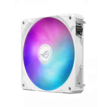 Vandens aušintuvas ASUS ROG Ryuo IV SLC 360 ARGB White Edition – 360 mm radiatorius, 3×120 mm ventiliatoriai, AMOLED ekranas, LGA 1700 palaikymas