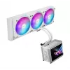 Vandens aušintuvas ASUS ROG Ryuo IV SLC 360 ARGB White Edition – 360 mm radiatorius, 3×120 mm ventiliatoriai, AMOLED ekranas, LGA 1700 palaikymas