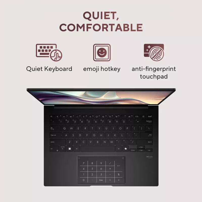 ASUS Zenbook 14 OLED UM3406GA-QD031W Copilot+ PC AMD Ryzen™ AI 7 445 nešiojamas kompiuteris 35,6 cm (14 colių) WUXGA 32 GB LPDDR5x-SDRAM 1 TB SSD Wi-Fi 6E (802.11ax) Windows 11 Home Dutch Black