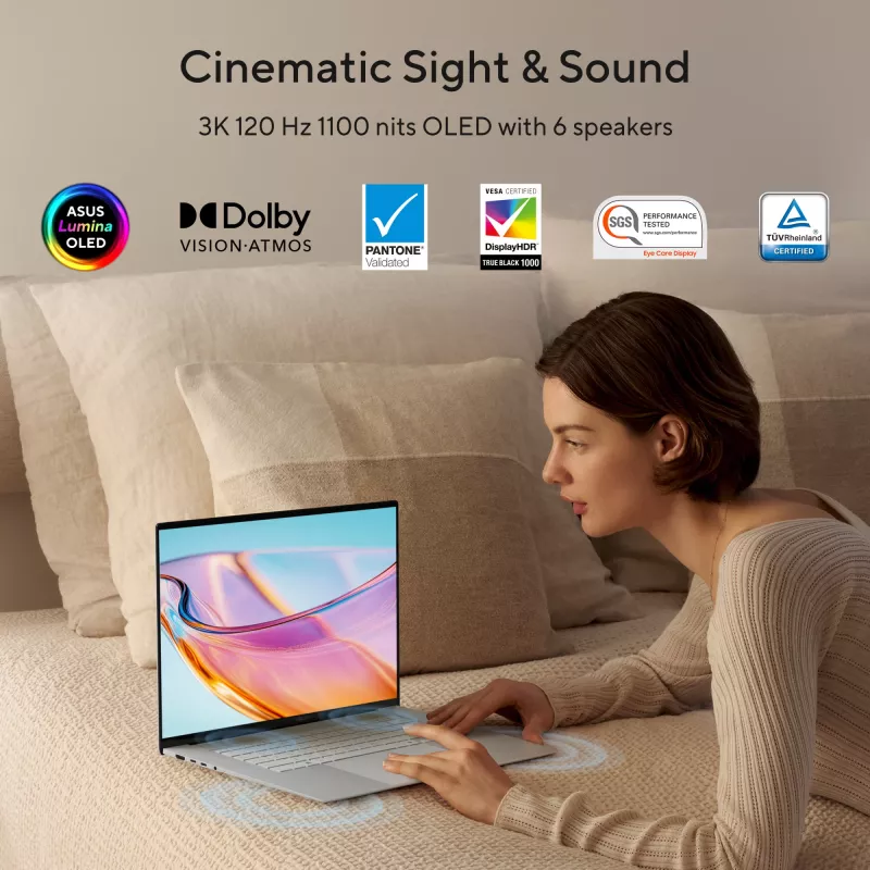 Nešiojamas kompiuteris ASUS Zenbook S16 UM5606GA-SS180W Copilot+ PC AMD Ryzen AI 9 465 40,6 cm (16 colių) 3K 32 GB LPDDR5x-SDRAM 1 TB SSD Wi-Fi 7 (802.11be) Windows 11 Home Dutch Grey