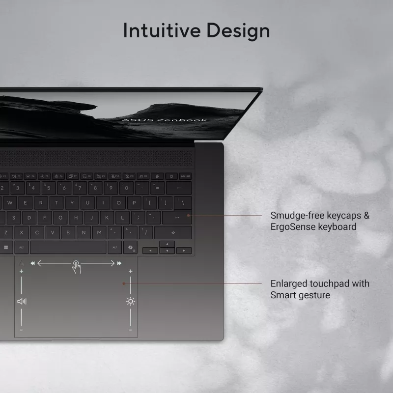 Nešiojamas kompiuteris ASUS Zenbook S16 UM5606GA-SS180W Copilot+ PC AMD Ryzen AI 9 465 40,6 cm (16 colių) 3K 32 GB LPDDR5x-SDRAM 1 TB SSD Wi-Fi 7 (802.11be) Windows 11 Home Dutch Grey