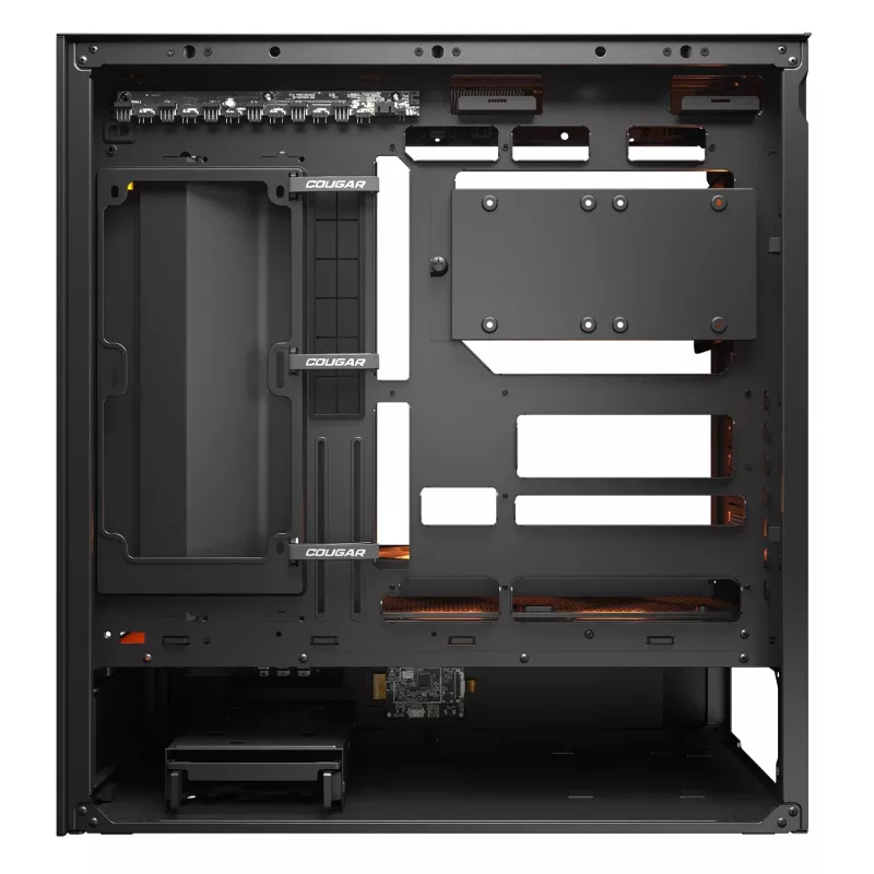 COUGAR CFV235 Vision Midi Tower PC korpusas — ARGB, 9.16 colio (23,3 cm) LCD 1920×462, tinklelis, priekyje 2×160 mm, gale 1×120 mm, juodas