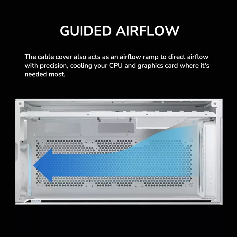 COUGAR CFV235 Vision Midi Tower PC korpusas — ARGB, 9.16 colio (23,3 cm) LCD 1920×462, tinklelis, priekyje 2×160 mm, gale 1×120 mm, juodas