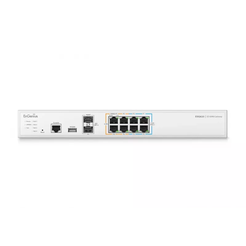 EnGenius Gateway6 8mG 2SFP+ (ESG620) – debesijos valdomas saugos šliuzas su 2 x 2.5 GbE LAN ir 6 x 2.5 GbE WAN bei 2 SFP+ prievadais