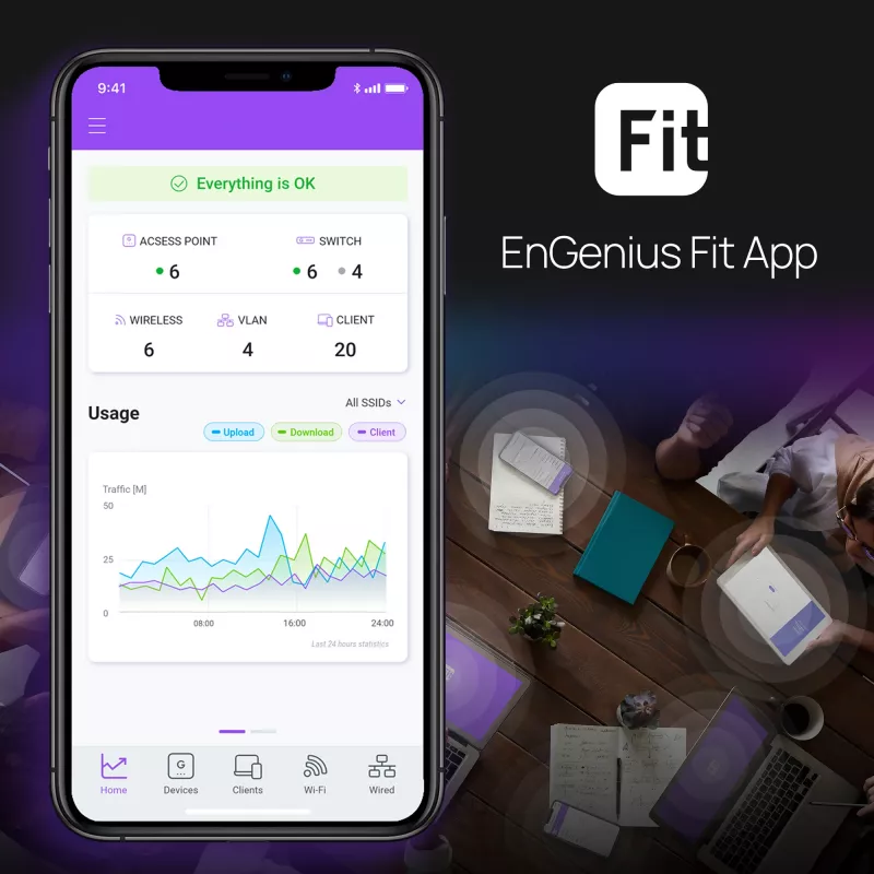 EnGenius Fit6 2×2 valdomas belaidis prieigos taškas (802.11ax, 2.4 GHz / 5 GHz, 1774 Mbit/s, PoE)