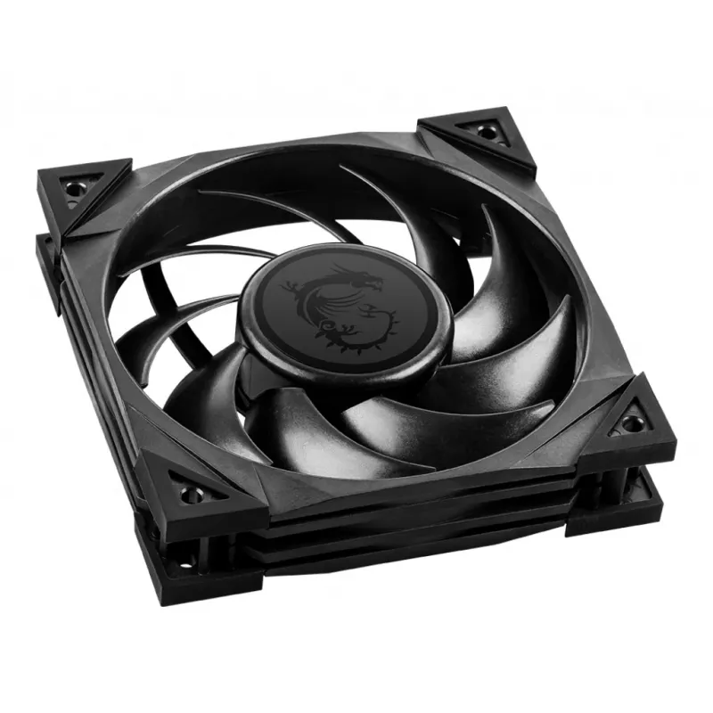 MSI MEG SILENT GALE P12 tylus ventiliatorius 120mm, PWM, subalansuotas statinis slėgis, LCP mentės, HDB guolis, antivibraciniai pagalvėlės, 300mm kabelis
