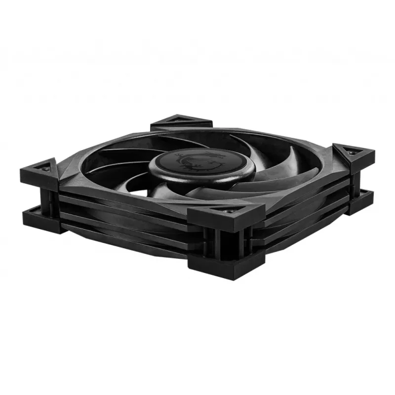MSI MEG SILENT GALE P12 tylus ventiliatorius 120mm, PWM, subalansuotas statinis slėgis, LCP mentės, HDB guolis, antivibraciniai pagalvėlės, 300mm kabelis