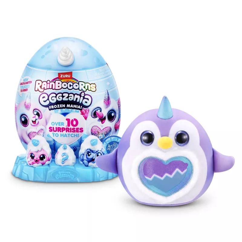 Minkštas žaislas Zuru Rainbocorns Eggzania Frozen Mania – gyvūnėlio pliušinis, įvairiaspalvis, nuo 3 metų
