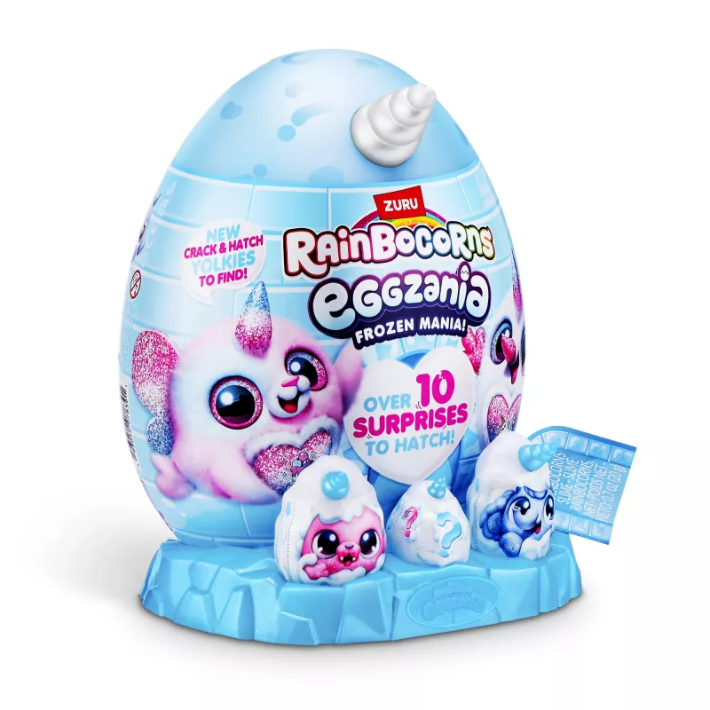 Minkštas žaislas Zuru Rainbocorns Eggzania Frozen Mania – gyvūnėlio pliušinis, įvairiaspalvis, nuo 3 metų