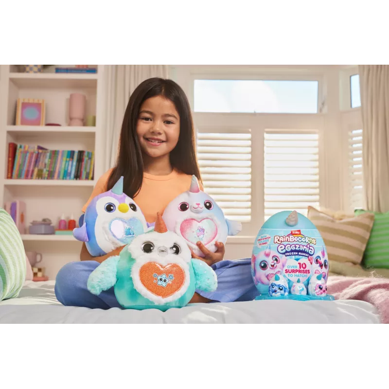Minkštas žaislas Zuru Rainbocorns Eggzania Frozen Mania – gyvūnėlio pliušinis, įvairiaspalvis, nuo 3 metų