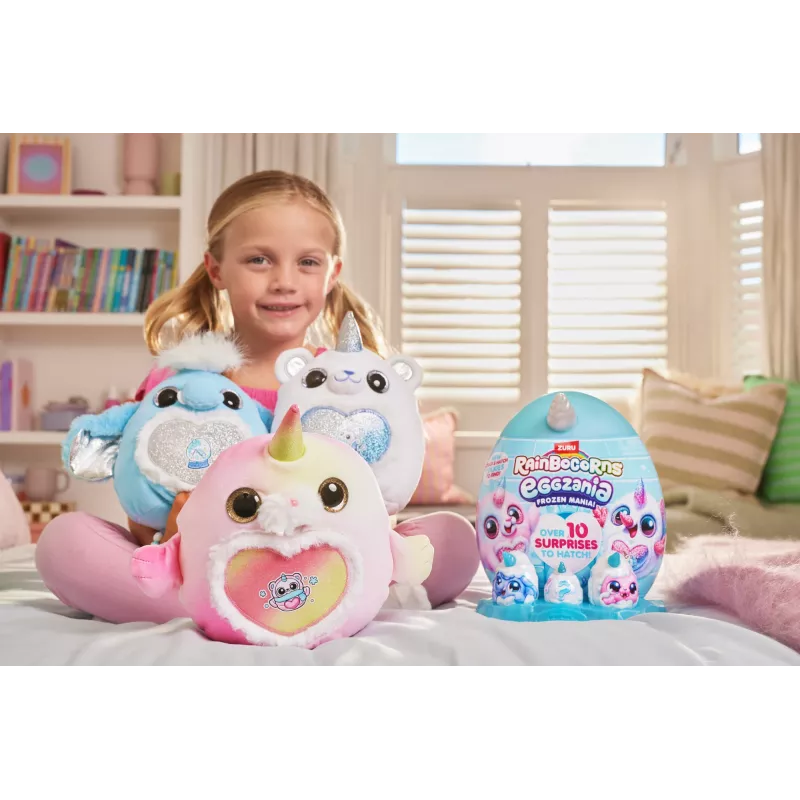 Minkštas žaislas Zuru Rainbocorns Eggzania Frozen Mania – gyvūnėlio pliušinis, įvairiaspalvis, nuo 3 metų