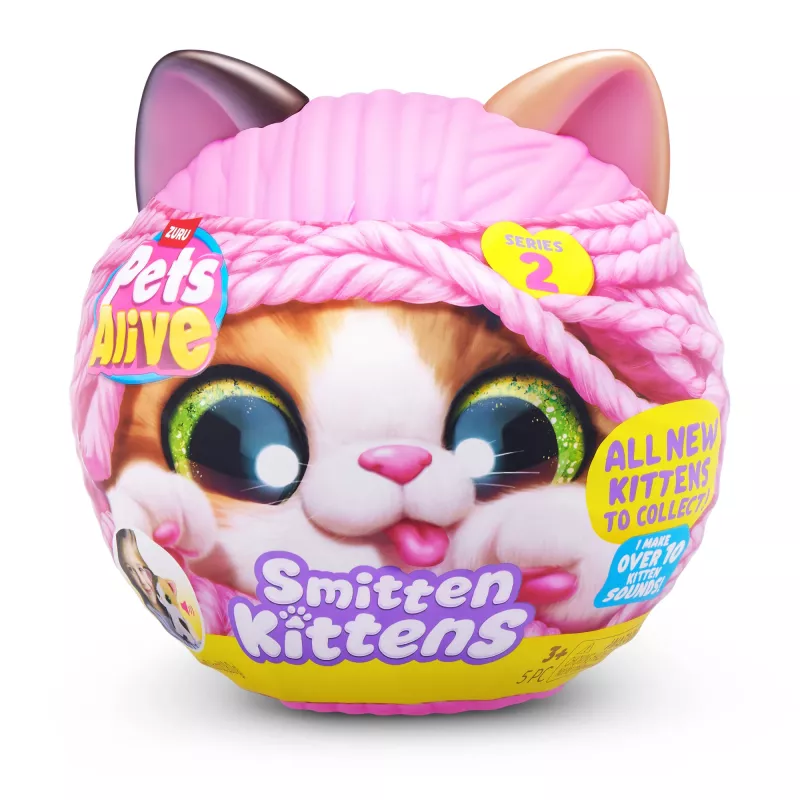 Interaktyvus žaislinis katinas Zuru Pets Alive Smitten Kittens Series 2 su garsais, nuo 3 metų, veikia su AAA baterijomis