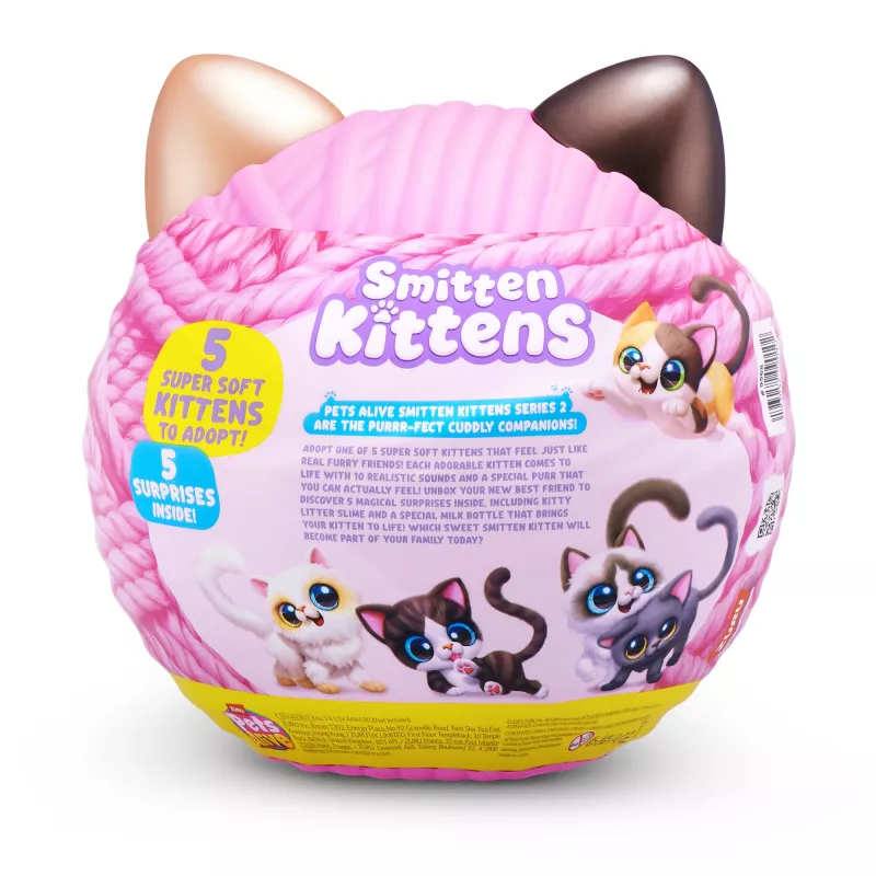 Interaktyvus žaislinis katinas Zuru Pets Alive Smitten Kittens Series 2 su garsais, nuo 3 metų, veikia su AAA baterijomis