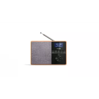 Philips TAR5505/10 nešiojamas radijas su DAB+, FM ir Bluetooth, juoda/pilka/medis