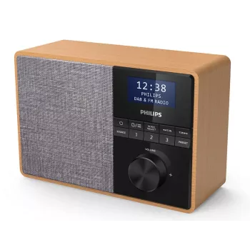 Philips TAR5505/10 nešiojamas radijas su DAB+, FM ir Bluetooth, juoda/pilka/medis