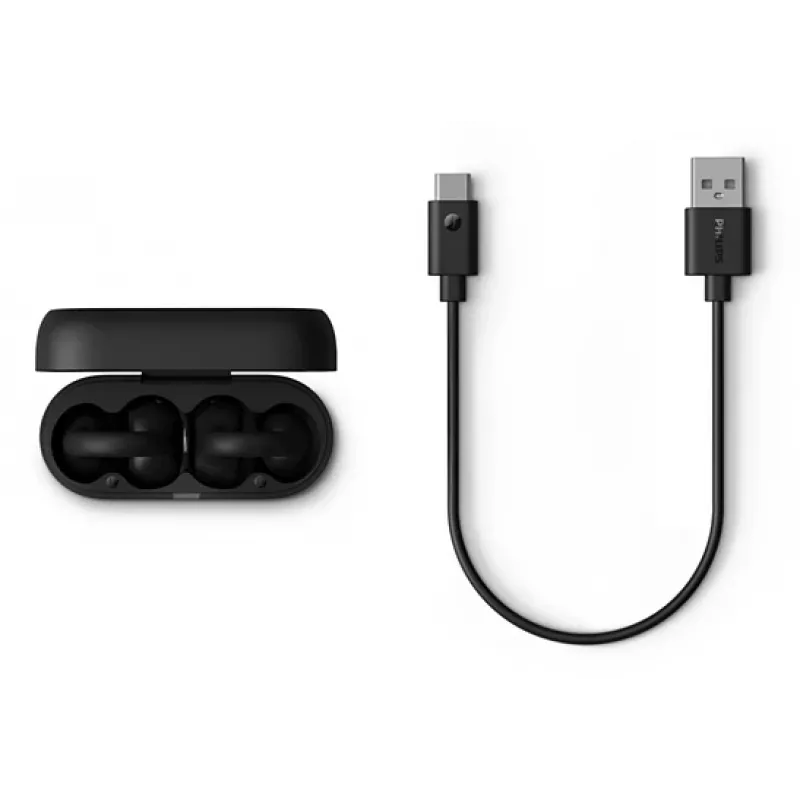 Philips 2000 serijos TAQ2000BK Ausinės TWS Ausų segtukai Atviro tipo Skambučiams/Muzikai Bluetooth Juodos
