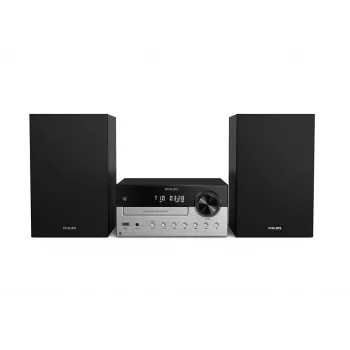 Mikro sistema namams Philips TAM4205M2/12 – 80 W RMS, 2 krypčių garsiakalbiai, Bluetooth, FM, LED ekranas, diskų dėklas (Juoda/Sidabrinė)