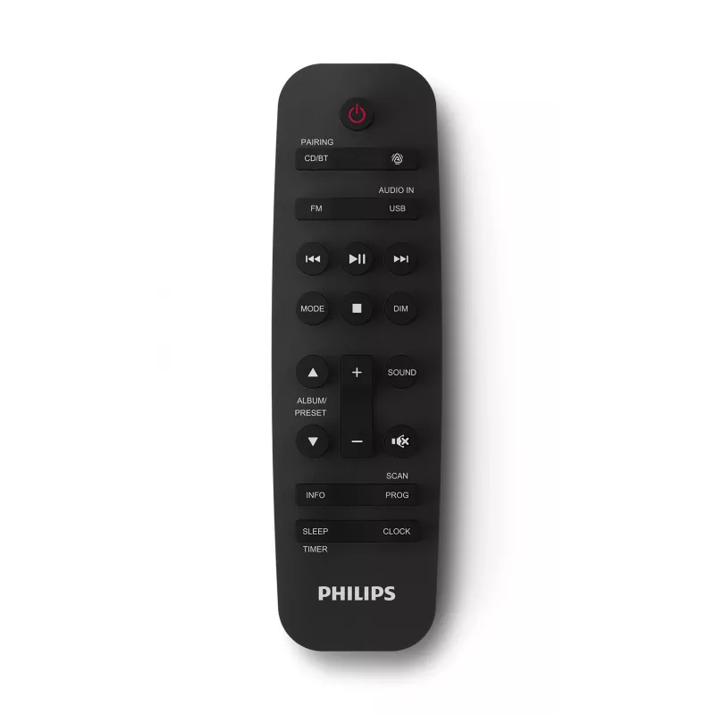 Mikro sistema namams Philips TAM4205M2/12 – 80 W RMS, 2 krypčių garsiakalbiai, Bluetooth, FM, LED ekranas, diskų dėklas (Juoda/Sidabrinė)