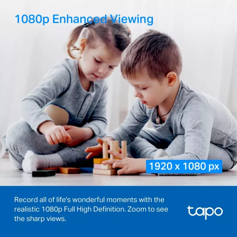 TP-Link Tapo Pan/Tilt namų apsaugos Wi-Fi kamera, IP stebėjimo kamera, vidaus, belaidė, 2400 MHz, stalas, juoda, balta