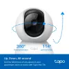 TP-Link Tapo Pan/Tilt namų apsaugos Wi-Fi kamera, IP stebėjimo kamera, vidaus, belaidė, 2400 MHz, stalas, juoda, balta