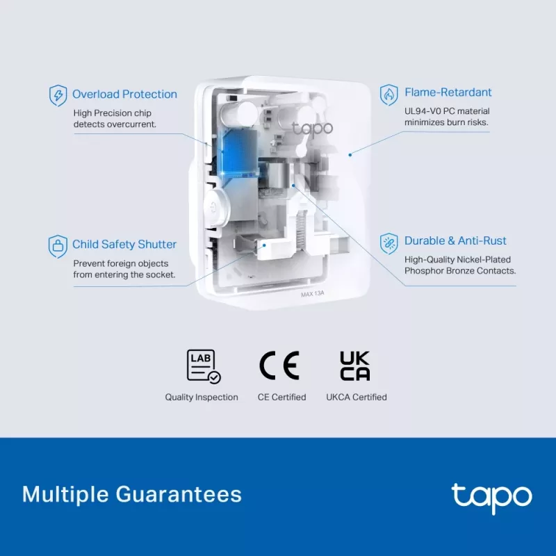 Išmanusis kištukas TP-Link Tapo Mini P110M – Wi-Fi/Bluetooth vidinis, 16 A, 100–240 V, 3680 W, baltas