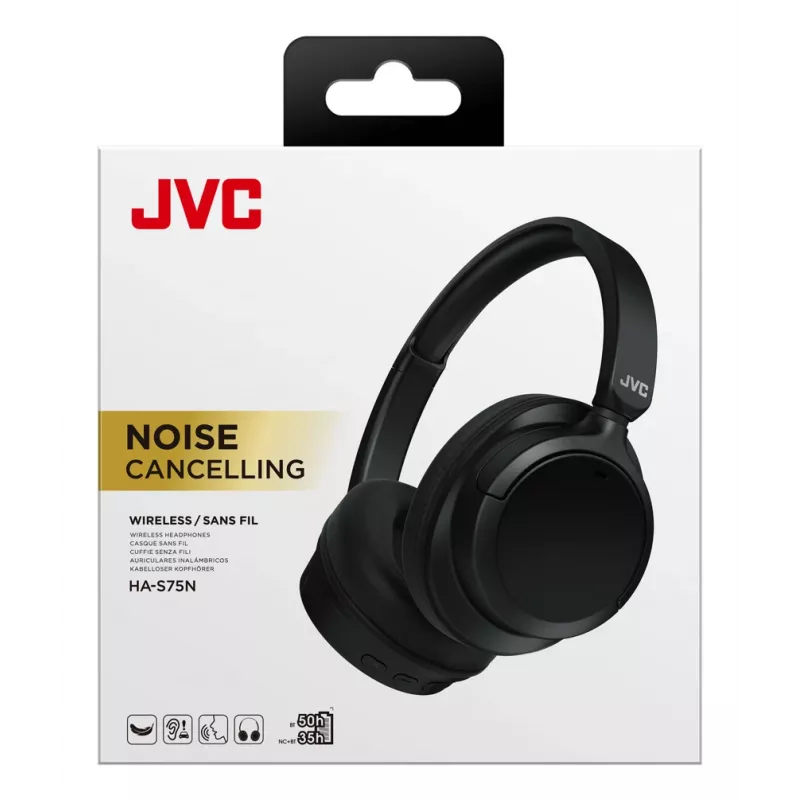 JVC belaidės ausinės su triukšmo slopinimu, ausinės ant galvos, USB Type-C, Bluetooth, juodos