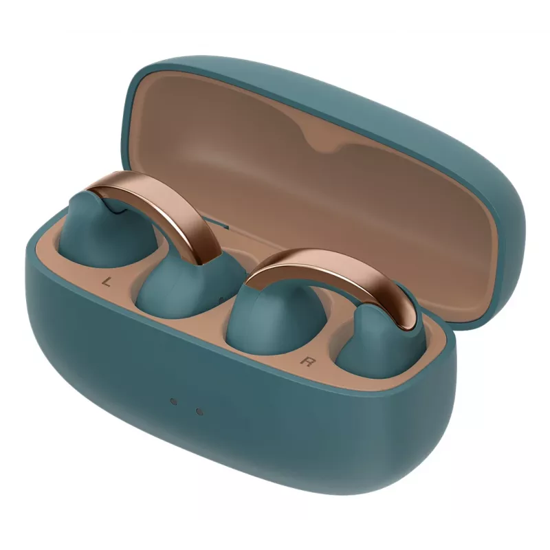 Ausinės JVC HA-NP1T TWS belaidės, ausų segtukai, skambučiams/muzikai, USB Type-C, Bluetooth, mėlyna, auksinė
