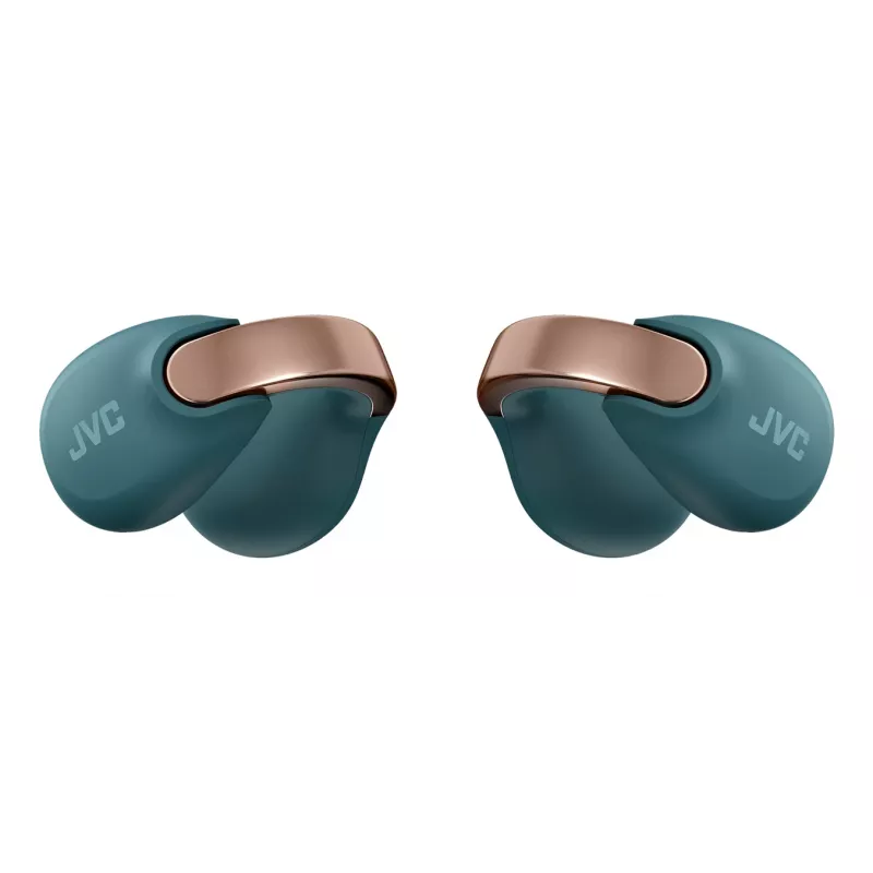 Ausinės JVC HA-NP1T TWS belaidės, ausų segtukai, skambučiams/muzikai, USB Type-C, Bluetooth, mėlyna, auksinė