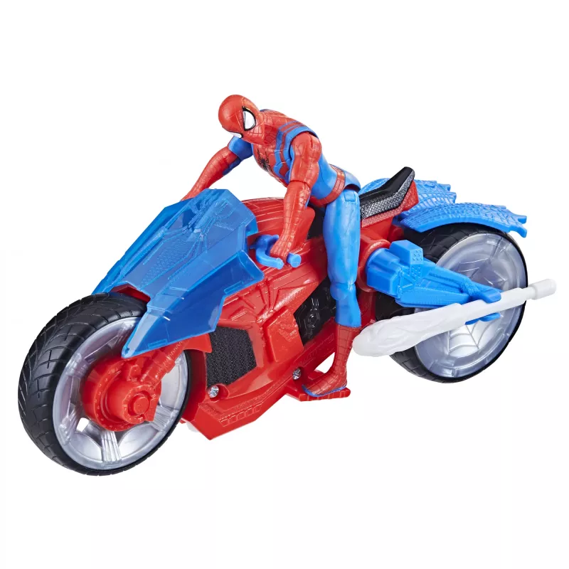Marvel Spider-Man Web Blast Cycle vaikiškas motociklo žaidimų rinkinys su judinama Spider-Man figūrėle