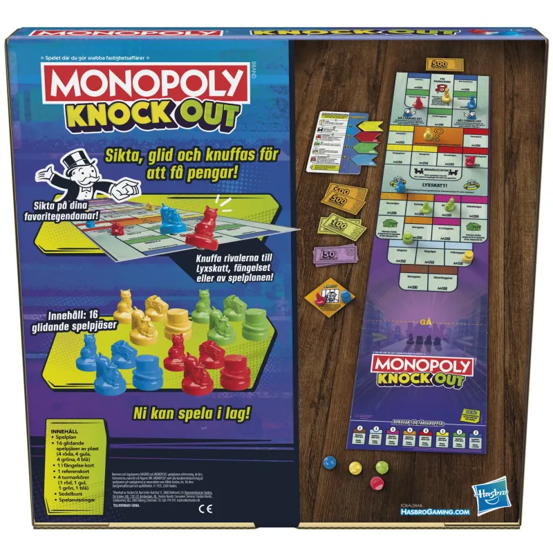 Monopoly Knockout šeimyninis vakarėlių žaidimas, greitai žaidžiami stalo žaidimai nuo 8 metų, 2-8 žaidėjai, 20 min.