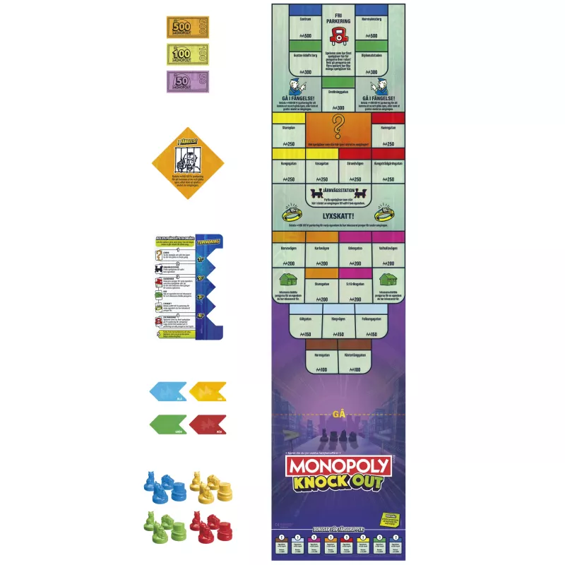 Monopoly Knockout šeimyninis vakarėlių žaidimas, greitai žaidžiami stalo žaidimai nuo 8 metų, 2-8 žaidėjai, 20 min.