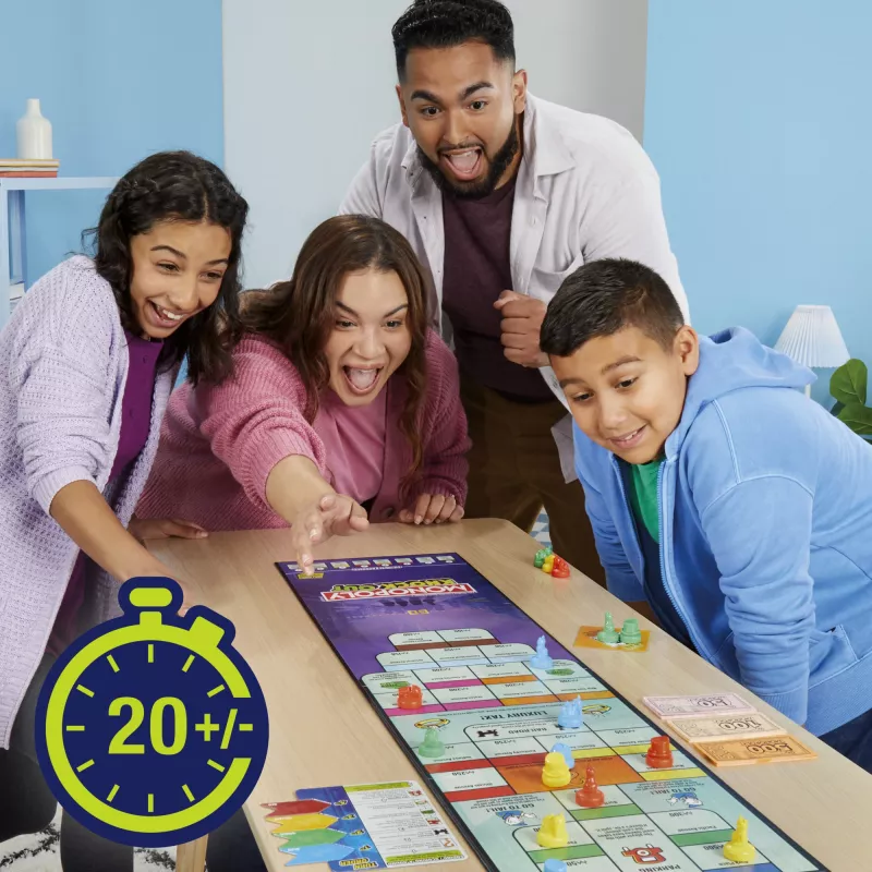 Monopoly Knockout šeimyninis vakarėlių žaidimas, greitai žaidžiami stalo žaidimai nuo 8 metų, 2-8 žaidėjai, 20 min.